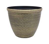 Pot Cromarty Planter Antique Gold Round Plastic Plant Flower Garden Patio 30Cm