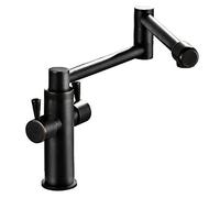 Pot Filler Antique Black Kitchen Faucet with Double Joint Swing Arm, 360° Swivel Folding Kitchen Sink Brass Double Handle Cold and Hot Mixer Tap