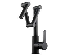 Pot Filler Brass Deck Mounted Kitchen Sink Faucet Folding Single Handle Cold and Hot Water Mixer Tap Black(Black)