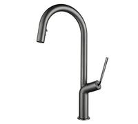Pot Filler Commercial Wall Mount Folding Stretchable Brass Faucet with Double Joint Swing Arms Single Hole Two Handles, Kitchen Sink-Grey-A
