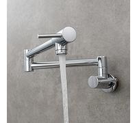 Pot Filler Copper Rotating Folding Kitchen into The Wall Single Cold Sink Double Handles 1 Hole Tap with Joint Swing Arms,B Faucets
