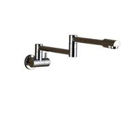 Pot Filler Double Joint Spout Folding Stretchable Swing Arm Wall Brass Kitchen Faucet Single Hole Two Handle Sink with Flow Control(Chrome A)