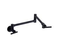 Pot Filler Double Joint Spout Folding Stretchable Swing Arm Wall Brass Kitchen Faucet Single Hole Two Handle Sink with Flow Control(Black Bronze C)