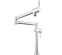 Pot Filler Faucet, 360° Swivel Pot Filler Faucet with Folding Stretchable with Double Joint Swing Arm, Deck Mounted Kitchen Faucet, Chrome