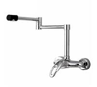 Pot Filler Faucet, Brass into The Wall Kitchen, Single Handle Double Holes Hot and Cold Water Mixer Tap, Sink with Joint Swing Arms