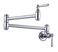 Pot Filler Faucet Chrome, ARCORA Modern Pot Filler Wall Mount 2 Handle with Double Joint Swing Arms Brass Stove Faucet