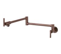 Pot Filler Faucet in Brushed Rose Gold 2 Handle Valve Stainless Steel Kitchen Faucet with Extra Long 24 Inch Spout Dual Joint Stretchable Folding Arm, Single Hole Wall Mounted