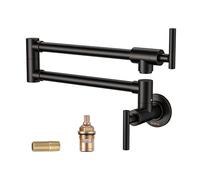 Pot Filler Faucet Oil-Rubbed Bronze: WOWOW Solid Brass Pot Filler Wall-Mounted Pasta Faucet with Double Joint Swing Arm for Kitchen Over Stove