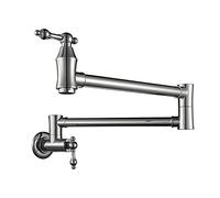 Pot Filler Faucet Single Cold Water Kitchen Faucet Commercial Brass Kitchen Sink Tap Folding Stretchable Double Joint Swing Arms Wall Mount Sink Faucets Two Handles,Chrome Economic(Chrome)