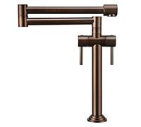 Pot Filler Faucet, Solid Brass Kitchen Faucet, Deck Mount Kitchen Sink Faucet with Double Swing Arm, Dual Handle Hot and Cold Water Kitchen Mixer Tap,Antique Bronze