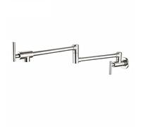 Pot Filler Faucet Solid Brass Wall Mounted Single Cold Sink with Double Switch Joint Swing Arm, Foldable Design for Kitchen Use