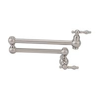 Pot Filler Faucet, Wall Mount Faucet, G1/2 Single Cold 360 Degree Rotating Double Joint Swing Arm Faucet Folding Water Tap Kitchen Sink Faucets for Home Hotel, Wrench Type & Stable Water Flow(Brushed)