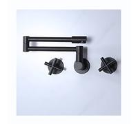 Pot Filler Faucet,Wall-Mount Folding Brass Double Joint Swivel Arm Sink,Two Cross Handles Kitchen,Black(Nero)