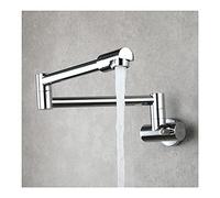 Pot Filler Faucet, Wall Mount Kitchen Folding Stretchable with Double Swing Arms Solid Brass Sink,Black(Cromo)