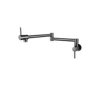 Pot Filler Faucet - Wall-Mounted, Foldable Kitchen Tap for Cold Water, High Flow Rate, Brass, Gun Gray Finish, Perfect for Sink and Cooking Needs