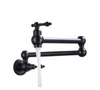 Pot Filler Faucet - Wall Mounted Single Cold Water Tap with Folding Spout for Kitchen Sink - Antique Chrome Finish