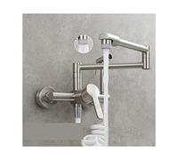 Pot Filler Folding Faucets, Copper Wall Type Hot and Cold Basin Kitchen Faucet Foldable Extension Universal Rotary Balcony Sink Tap(2 Function Brushed)