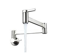 Pot Filler Folding Faucets, Sink Easy Install Splash Proof Tap Wall Mount Kitchen Faucet Spout Arm Brass Double Switch Bathroom Basin(Brushed)