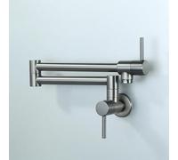 Pot Filler Gun Gray, Folding Kitchen s Brass, Wall Mount Kitchen s Single Hole Two Handle, Stove with Double Joint Swing Arm
