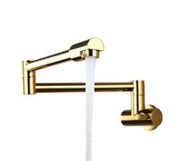 Pot Filler High Arc Swing Arm Faucet Wall Mounted 360° Rotatable Copper Single Cold Water Tap for Kitchen Stove Sink(Gold)