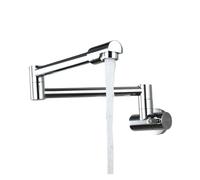 Pot Filler High Arc Swing Arm Faucet Wall Mounted 360° Rotatable Copper Single Cold Water Tap for Kitchen Stove Sink，Silver