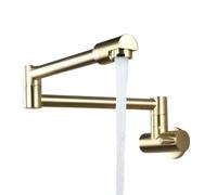 Pot Filler High Arc Swing Arm Faucet Wall Mounted 360° Rotatable Copper Single Cold Water Tap for Kitchen Stove Sink，Brushed Gold