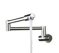 Pot Filler High Arc Swing Arm Faucet Wall Mounted 360° Rotatable Copper Single Cold Water Tap for Kitchen Stove Sink，Brushed