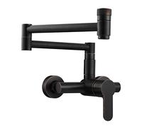 Pot Filler Kitchen Faucet, Brass Folding Stretchable Kitchen Sink Faucet with Swing Arms, Wall Mounted Hot and Cold Kitchen Mixer Tap with Double Switch,Orb