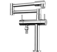 Pot Filler Kitchen Faucet Folding Stretchable Kitchen Sink Faucet with 360° Swivel Dual Mode Spout, Brass Chrome Single Cold Dishwasher Faucet with Double Joint Swing Arm