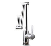 Pot Filler Kitchen Faucet with Spray Gun 360° Swivel Folding Retractable Kitchen Sink Faucet, Brass Chrome Hot and Cold Water Kitchen Mixer Tap, One Hole Deck Mounted