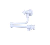 Pot Filler Tap Brass Wall-Mounted Cold Water Foldable Double Swing Arm Double Handle Kitchen Tap,White Beauty Comes