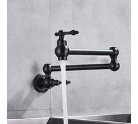 Pot Filler Tap Wall Mounted Foldable Brushed Gold Kitchen Faucet Single Cold Sink Tap Rotate Folding Spout Chrome Brass,Black