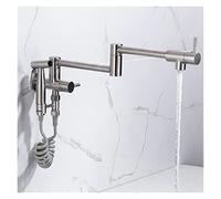 Pot Filler Tap with Sprayer Wall Mounted Foldable Kitchen Faucet Single Cold Nickel Sink Tap Rotate Folding Spout Easy to Install