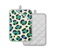 Pot Holder For Kitchen Leopard Print Green Blue Cream Potholders For Kitchens With Pockets Oven Pads 2 Pack