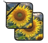 Pot Holder Set of 2 Heat Resistant Potholders Kitchen Trivets with Hanging Loops The most beautiful sunflower Pot Holders Washable Oven Hot Pads for Cooking Baking Oven BBQ