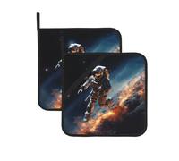 Pot Holder with Pocket Oven Pot Holders Heat Resistant Potholder Astronaut Flying in Space Pot Holders for Kitchen Terry Cloth Coaster Oven Mitts Hot Pads Trivet for Baking Cooking