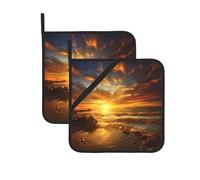 Pot Holder with Pocket Oven Pot Holders Heat Resistant Potholder Beautiful Gold Sunset Pot Holders for Kitchen Terry Cloth Coaster Oven Mitts Hot Pads Trivet for Baking Cooking
