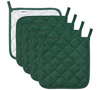 Pot Holders Buffalo Plaid Cotton Heat Resistant Potholder, Pot Holder, Hot Pads, Trivet for Cooking and Baking (5, Dark Green)