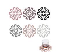 Pot Holders & Coasters Silicone Set of 6, Coaster Heat Resistant, Multi Flower Pot Coasters, Hollow Design, Non-Slip and Decorative Pot Coasters, Dishwasher Safe