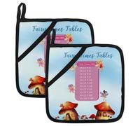 Pot Holders for Kitchen 2PCS, Times Tables with Fairy Pot Holders Heat Resistant, Pot Holder for Microwave Cooking Baking Oven End Dishes and BBQ