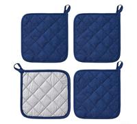 Pot Holders for Kitchen, 4-Pack Heat Resistant Hot Pads up to 400°F, Non-Slip Thick Trivets for Cooking, Black(4pcs Navy Blue)