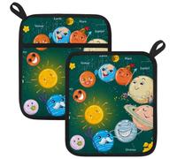 Pot Holders for Kitchen, Cosmic Solar System 2PCS Pot Holder Kitchen Heat Resistant Potholder for Microwave Cooking Baking Oven End Dishes and BBQ