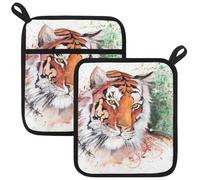 Pot Holders for Kitchen, Power Tiger 2PCS Pot Holder Kitchen Heat Resistant Potholder for Microwave Cooking Baking Oven End Dishes and BBQ