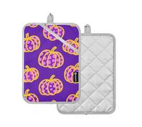Pot Holders Purple Leopard-print Pumpkin Potholders With Pockets Oven Mitts 2 Pack