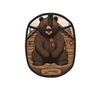 Pot Holders Set of 1 PC Kitchen Heat Resistant Potholders Rustic Lodge Bear Pot Holders Silicone Aunty-hot Pad Cotton Lining Oven Hot Pads for Cooking Baking BBQ Microwave Kitchen