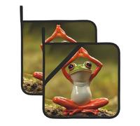 Pot Holders Set of 2 Heat Resistant Non Slip Potholders The funny frog doing yoga Pot Holders Kitchen Hot Potholders Washable Oven Mitts Cooking Pads Oven Hot Pads for Kitchen Cooking Baking Barbecue
