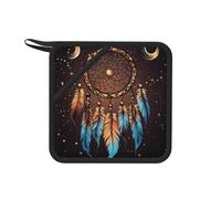 Pot Holders Set of 2 Heat Resistant Oven Hot Pads Native American Dream Catcher Pot Holders Soft Cotton Lining Potholders Non-Slip Kitchen Potholders for Cooking Oven BBQ Baking Kitchen Accessories
