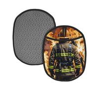 Pot Holders Set of 2PCS Kitchen Heat Resistant Potholders Firefighter Fireman Flame Pot Holders Silicone Aunty-hot Pad Cotton Lining Oven Hot Pads for Cooking Baking BBQ Microwave Kitchen