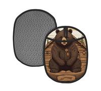 Pot Holders Set of 2PCS Kitchen Heat Resistant Potholders Rustic Lodge Bear Pot Holders Silicone Aunty-hot Pad Cotton Lining Oven Hot Pads for Cooking Baking BBQ Microwave Kitchen