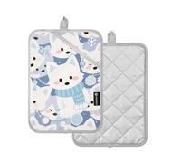 Pot Holders Sets Cartoon Cute Fox White Potholders For Kitchens With Pocket Oven Pad 2 Pack